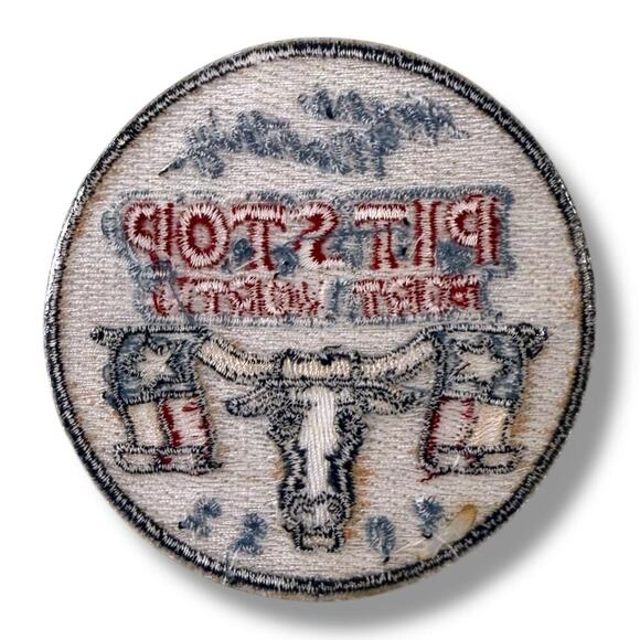 Texas Monthly Pit Stop Embroidered Patch Iron On Long Horn 3 in x 3 in - Picture 2 of 4